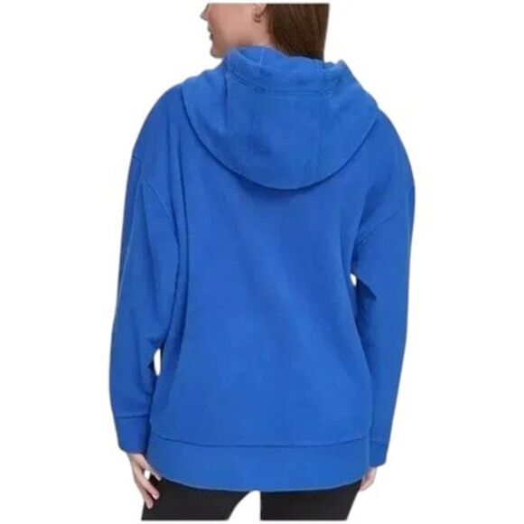 NEW Calvin Klein X-Small Performance Fleece Blue Hoodie Sweatshirt Logo Pouch - Picture 2 of 16